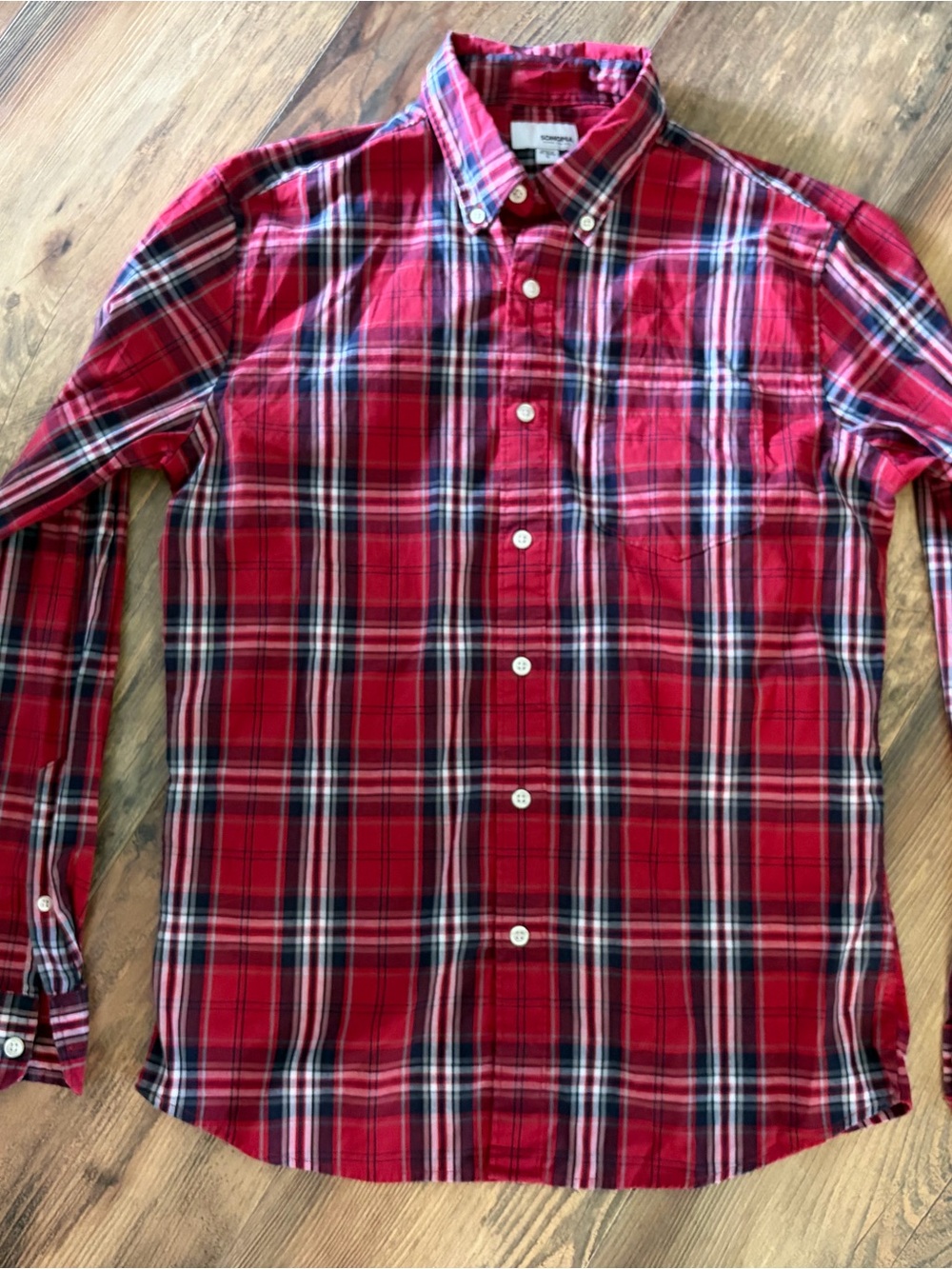 Sonoma Red and Navy Plaid Button-Down Shirt